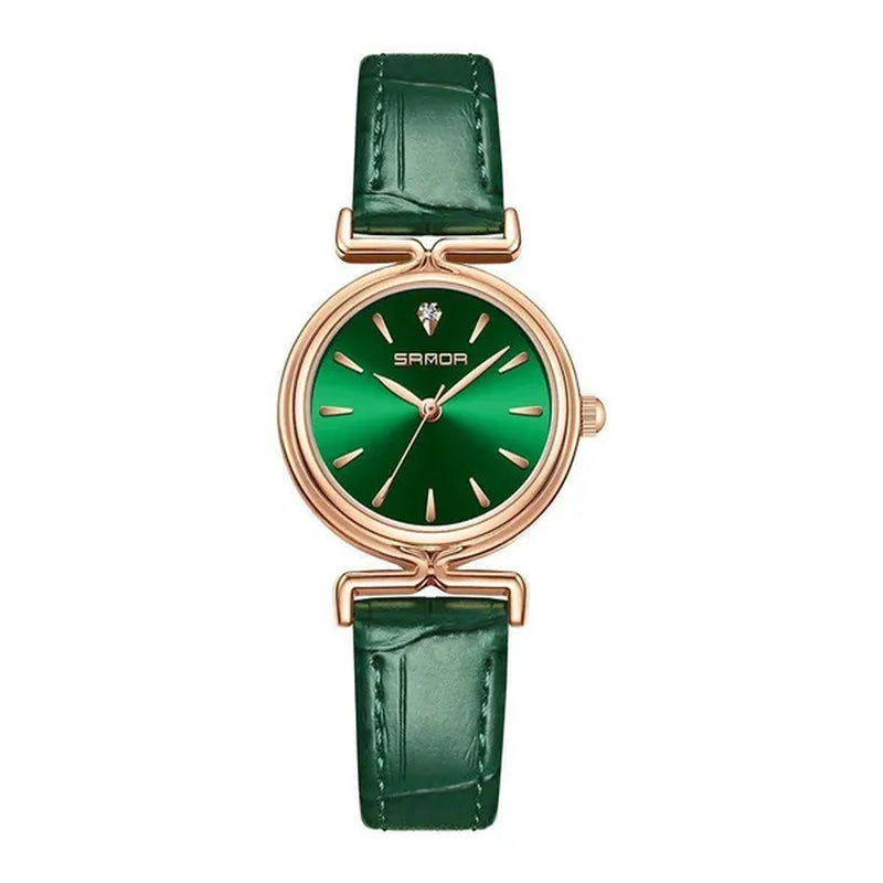 SANDA Brand 1124 Retro Fashion Elegant Watch for Women Unique Minimal round Dial Design Ladies Quartz Watch